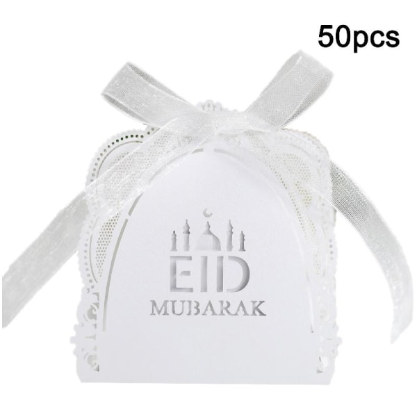 50st Eid Mubarak godisask spets Bröllopsfest Favor Choklad presentförpackning påse Pink