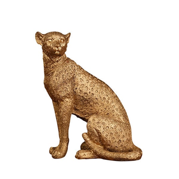 Retro Leopard Statue Gående Siddende Dyre Skulptur Resin Figur Model Dekoration