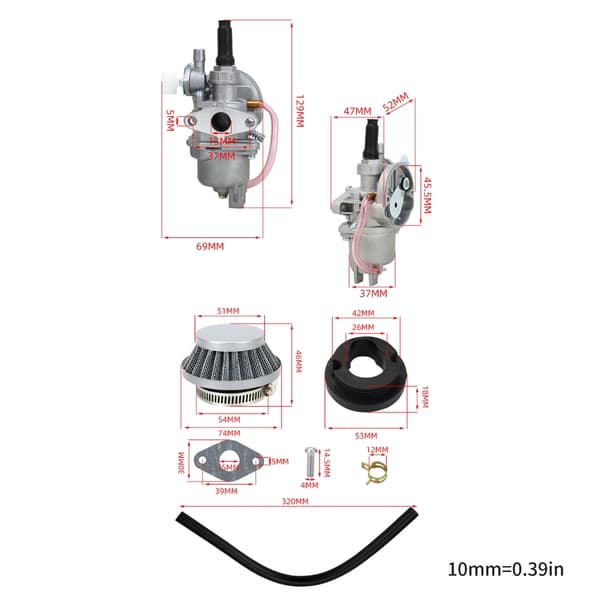 Aluminium Karburator Med 43 50cc 2 Quads