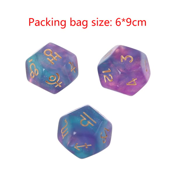 3 stk/sæt 12-sided terningesæt harpiks polyhedral astrologi konstellation spådom