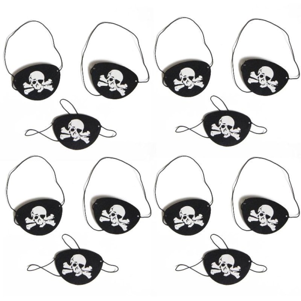 12st Filt Pirate One Eye Patches För Halloween Kostym Cosplay rekvisita Kapten Tema Fest Dekoration Barn Födelsedagspresent null - Skeletal bone