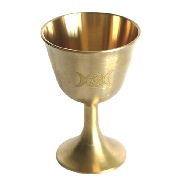Ritual Kopp Altare Bägare Wicca Guldplätering Mässing Ceremoni Måne Spådom Prop