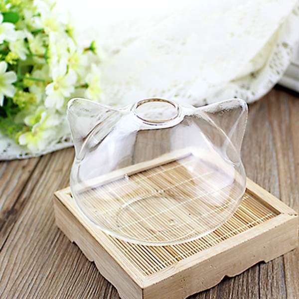 Söt för katt för huvudform Klart glas Vas Flaska Blomflaska Växter Flaska Glas Material för hemväxt Blomma Dec L