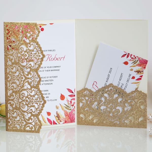 20 stk. Glitter Hul Invitationskort med konvolutter for bryllupsinvitasjoner Blue