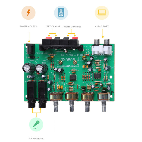 TDA 8944/8946 Stereo High Power DIY-högtalarförstärkarkort för DC 12V-2A Utrustad med dubbla filterkondensatorer