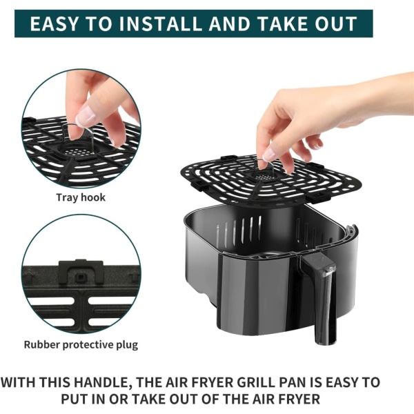 2-pack Food Safty Air Fryer Plattbyte Grill Pan Air Fryer bricka Metallmaterial för Instant Vortex 6QT Air Fryers