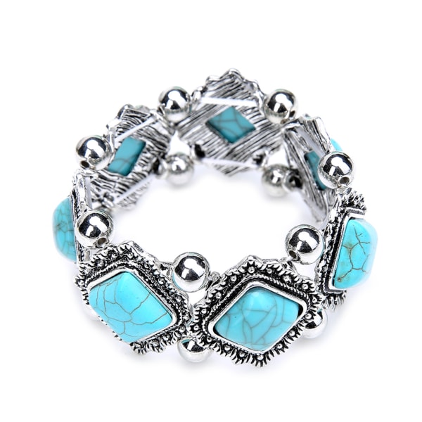 Bohemia Mode Turkos Armband Armband Charm Smycken Dampresent Handgjorda Blue