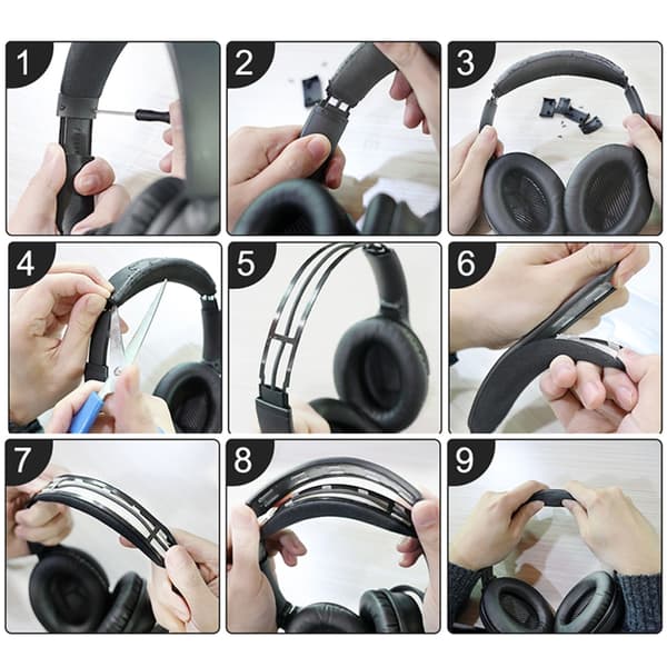 Hurtiginstallert hodebåndpute for QC35-hodetelefoner, syntetisk lær White