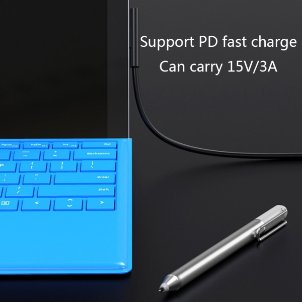 Försörjningsladdare Adapter Snabbladdningskabel Typ C Power 15V 3A PD-sladd för Surface Pro 7/6/54/3 Book/Book 2