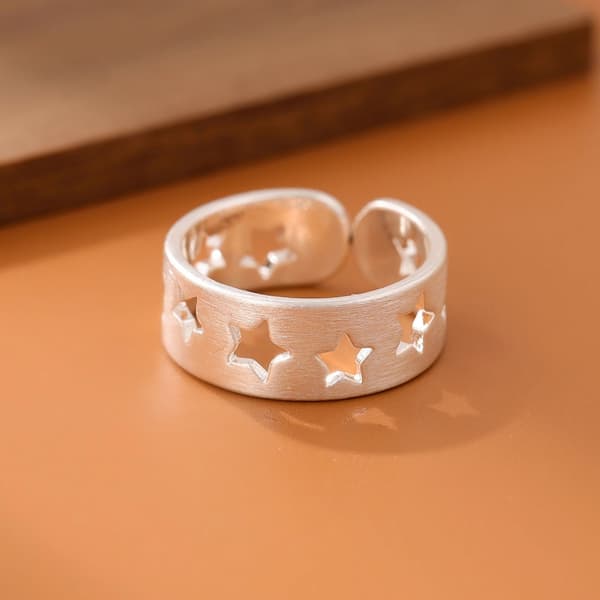 Justerbar Hul Stjerne Ring Elegant Design Komfortabel Pasform Kobber Tilbehør
