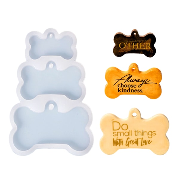 DIY 3-länkade Dog Bone Tags Nyckelring Silikon form DIY Nyckelring Hänge Smycken Crafting Mould för alla hjärtans present