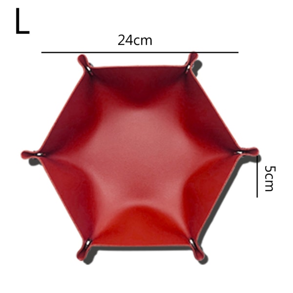 Tärningsbricka Metalltärning Rullande brickhållare Förvaringslåda för RPG DND Bordsspel Vikbar PU Läder Hexagon Cosmetic for Cas Wine Red L