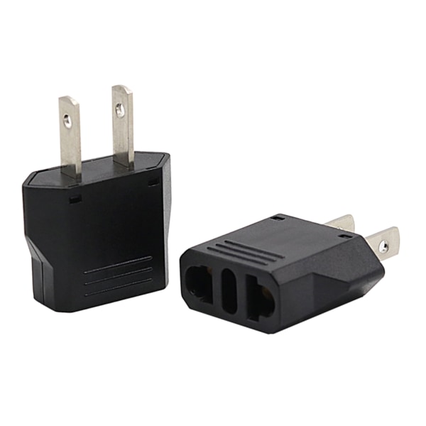 Bärbar resekontaktadapter USA till EU-kontaktadapter Standard Amerika platt 2-stifts till europeisk rund 2-stifts Socket Converter Black