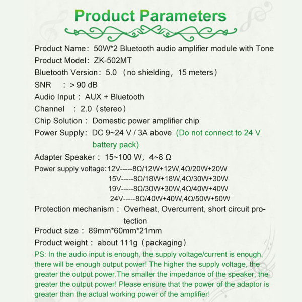 ZK-502MT Bluetooth-kompatibel 5.0 Subwoofer Amplifier Board 2.0 Channel High Power Audio Stereo Amplifier Board Bas AMP