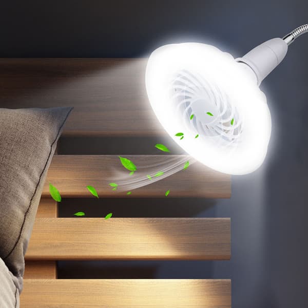 Universal 2-i-1 AC 220V E27 12W LED Lampe Loftventilator med LED Pære