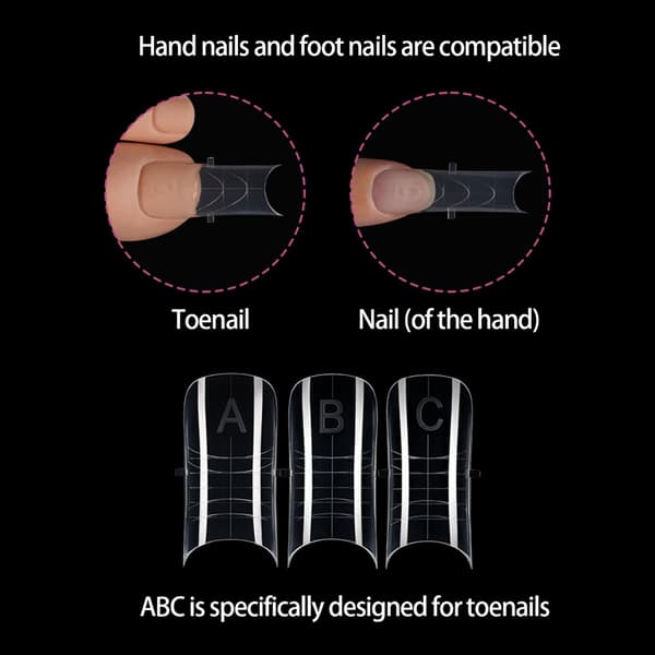 150 stk. dobbeltsidede falske negleforme universel brug til professionel manicure