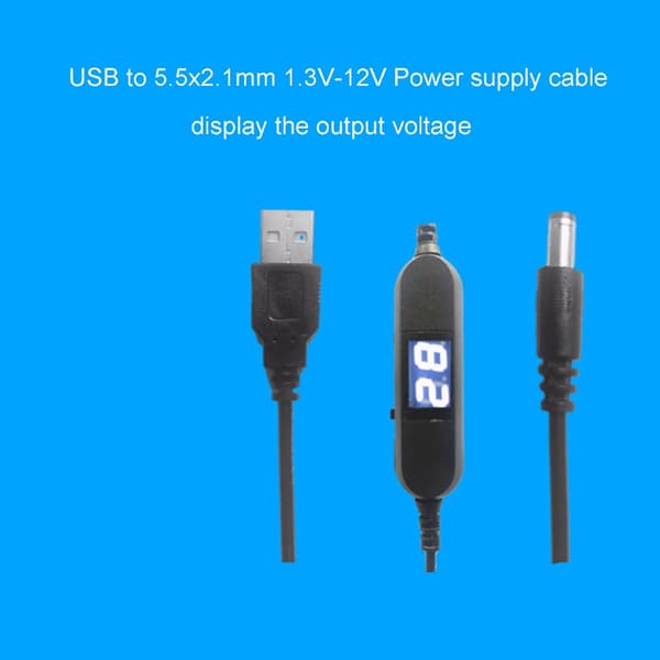 USB til 1.5V 3V4.5V 6V 9V 12V spændingsdisplaykabel til legetøj, spil, LED-lampe
