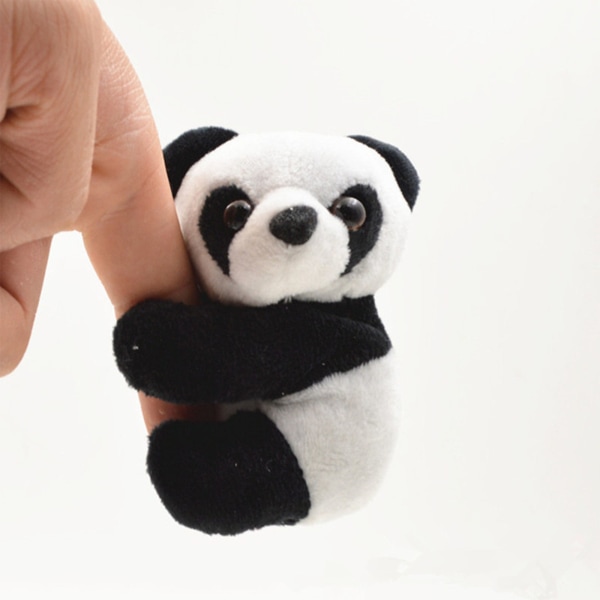 Nyhet Lovely Finger Panda Clip Plysch 4'' Panda Clips Svart Vit Kramande Panda för docka Gardinklämma för pärlgardiner