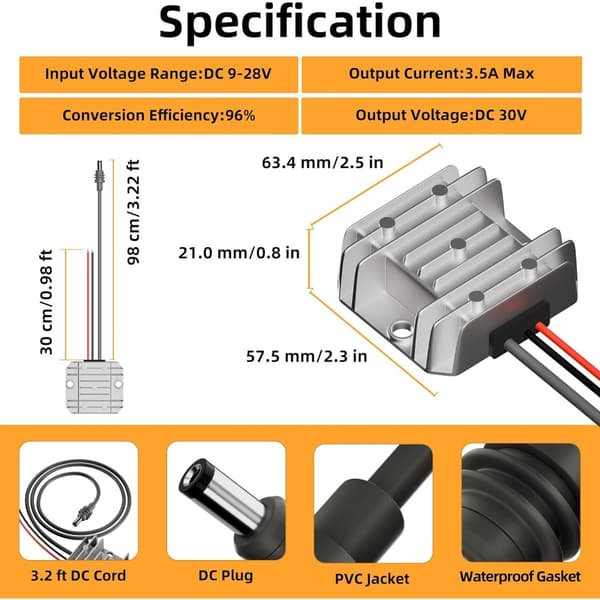 12 Till 30V 3.5A Boost Converter Step Up Modul Kortslutningsskydd
