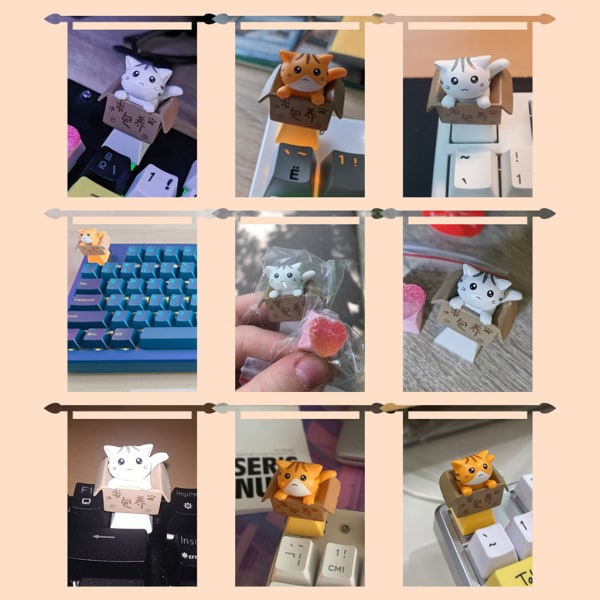 1st PBT Custom Cartoon Anime for Cat Keycap Botten Bakgrundsbelysta Keycaps OEM Profil för DIY Mekaniskt Tangentbord Barn Gi White