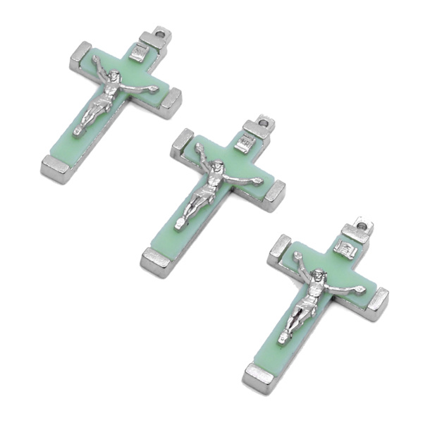 5x metall Kristus Jesus för Cross Luminous Glow in the Dark Pendant Crucifix Ornam