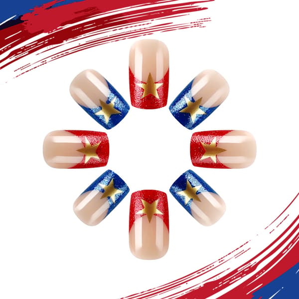 1Set Press on Nail Independence Day Artificial Glues on Nail Square False Nail