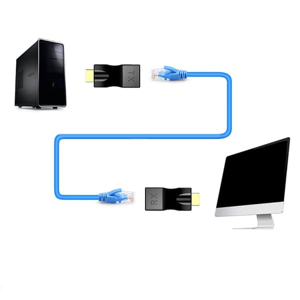 HDMIs - RJ45 -jatkoadapteri teräväpiirto videon suoratoistoon