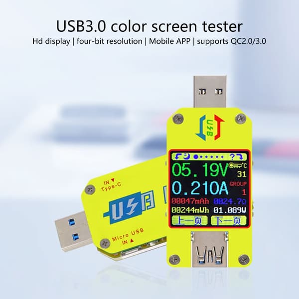 USB-tester 4-24V 4A Spenningstester Multimeter LCD-skjerm Amperemeter USB-strøm