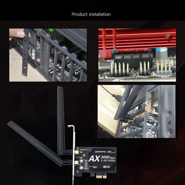 Dual Band 3000 Mbps trådlös adapter Bluetooth-kompatibel 5.1 PCIe Wi-Fi 6 trådlöst nätverkskort 5