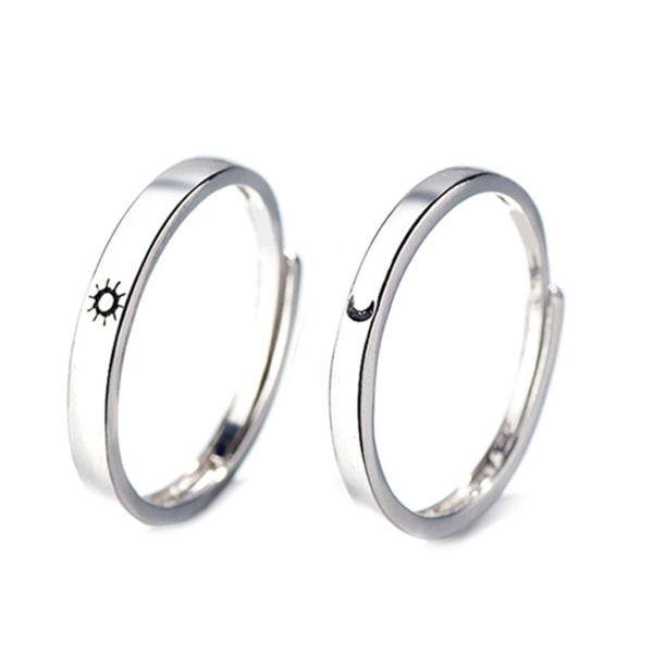 Mode för sol- och månälskare Parringar Set Enkel knogring Förlovningsbröllop Justerbar Ring Smycken för män W null - 1