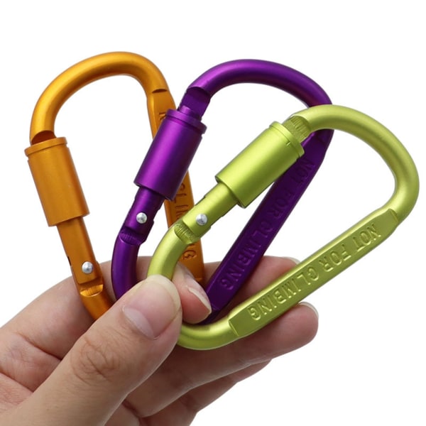 Aluminiumlegering D-Shape Spänne Bergsklättring Karbinhakar Clip Twistlock Karbinhakar Krokar för camping, vandring, fiske Red
