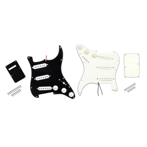 3-lagers SSS laddade förtrådade pickguard Scratchplate Backplate Pickuper Set med cover Kompatibel med elgitarrer Black