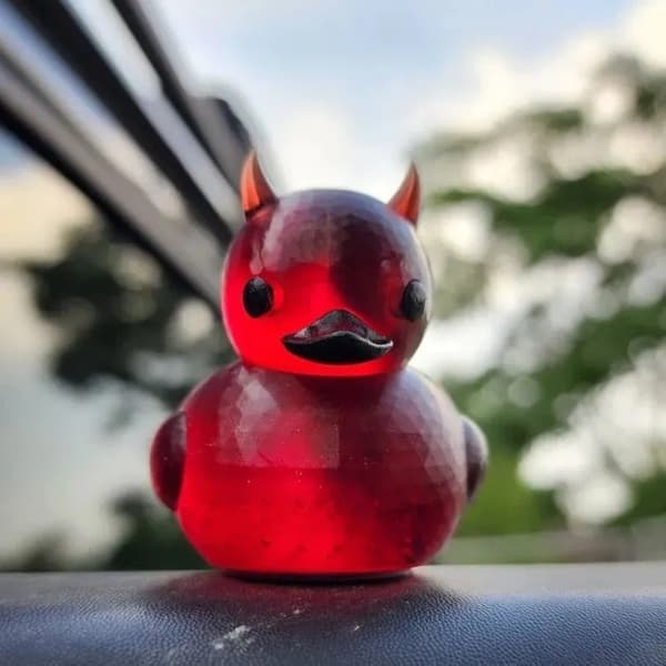 Devil Duck Resin Håndverksstatue Samlerobjekt Skulptur for Halloween, Bilpynt