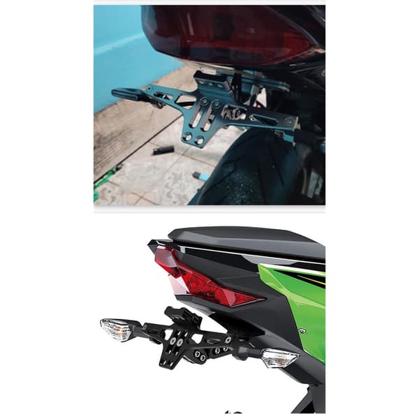 Justerbart motorcykelnummerpladebeslag med integreret LED-lys Silver