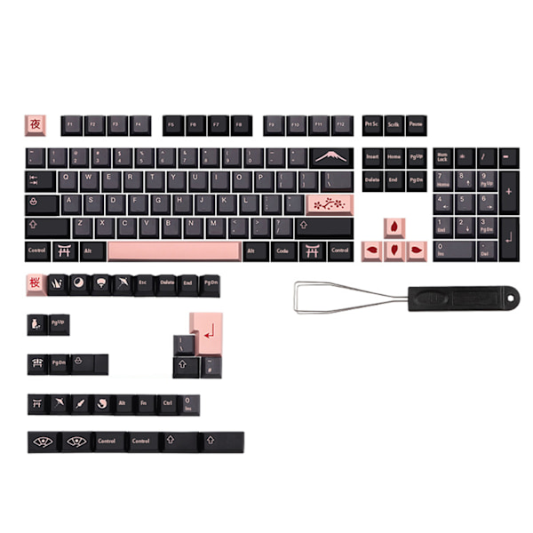 136 GMK-KEY PBT Keycaps Japanska/Engelska Night Sakuras För dz60/RK61/64/gk61/68/75/87/980/104/108 Mekaniskt Tangentbord