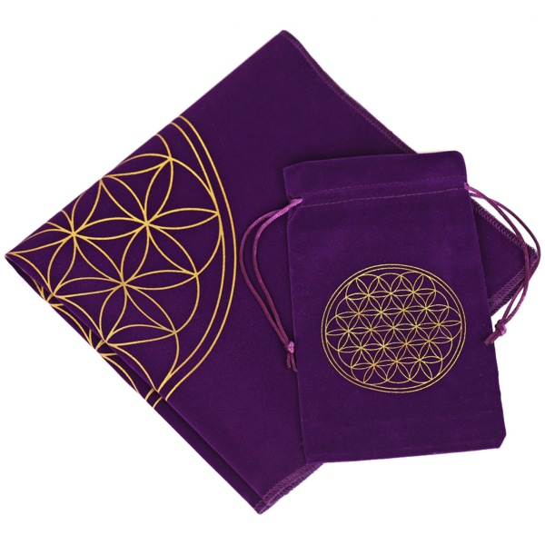 Tarotkort bordsduk Flower of Life Divination Altarduk Praktisk spådomsduk för w/ Tarotpåse för Couns Black A