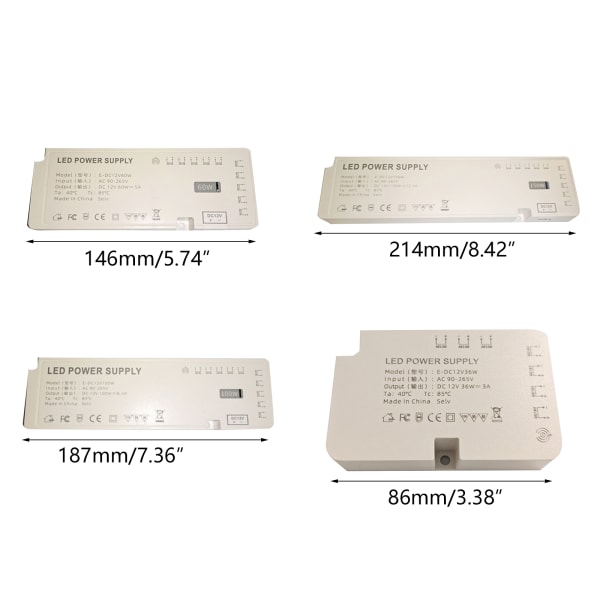 36W 60W 100W 150W LED Power DC12V Drivrutinbelysning Transformator för LED Strip Lights 12V Power 100W