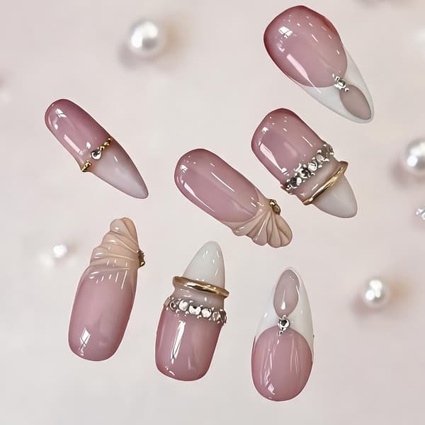Fransk Gradient Press On Manicure Negle til Hverdagslook og Rejseplaner