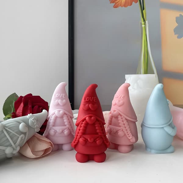Kærlighedshjerte Gnome Silikoneforme Epoxy Resin Form Nonstick Håndværk Lysform Combination