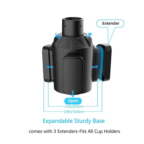 3 i 1 Drikkeholder Bilkoppholder Roterende Ekspanderadapter