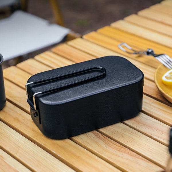 Utomhusisolerad matlåda Bärbar matlåda i aluminium med dubbelt handtag Matlagning Bento-låda för camping och vandring