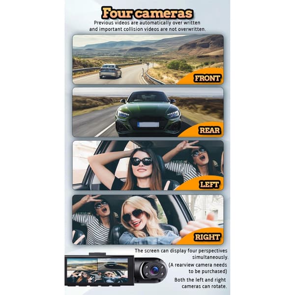 4-linsers Auto DVR 1080P Infrarød Natkameraoptagelse til Erhvervsflåde 64G
