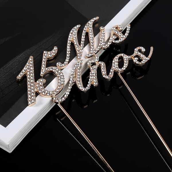 Glitrende Bling Nummer 15 Mis Anos Bogstaver Kagepynt til Rhinestone Legering Cupc
