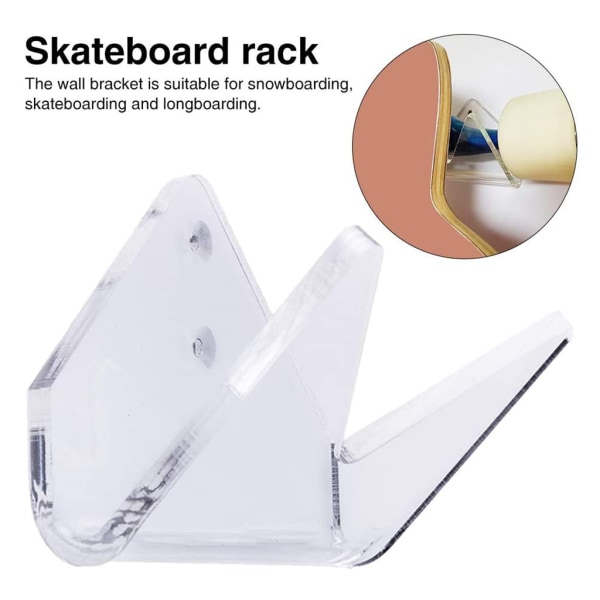 Skateboard Väggmonterad Rack Display Stand Hanger Akryl Longboard vägghållare