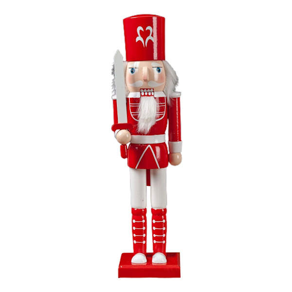 15 tommer Træ Nøddeknækker Soldater Konge Figurer Juledekoration til Indendørs Bordplade Skrivebord Ferie Hjem Bondehus Ornament