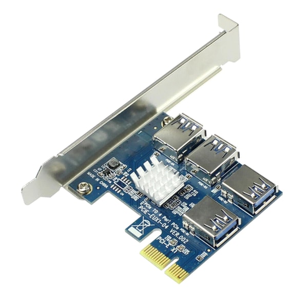 PCI-E til PCI-E Adapter 1 til 4 PCI-Express Slot 1x til 16x USB 3.0 Special PCIe Riser Kort Konverter til BTC Miner