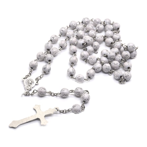 8 mm runda pärlor Rosenkrans halsband Christian Jesus för kors hänge halsband Jewe
