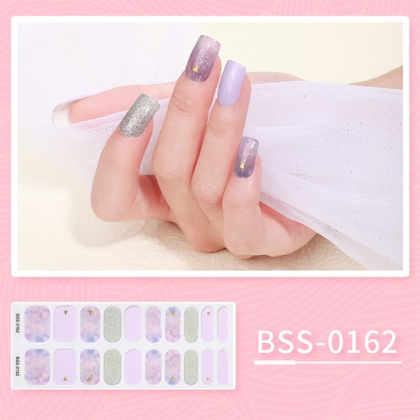 20 tips Halvhärdad Gel Nagellapp Självhäftande Sliders Långvarig Cover Nail Stcikers Gel LED UV-lampa Behöver BSS169