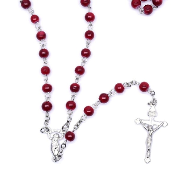 6 mm rosenkrans glaspärlor Jesus för korshänge halsband Charm kedja smycken Chri