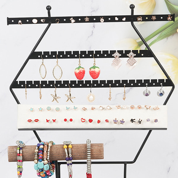 Sexkantigt smyckeställ med bricka Halsbandshållare Smycken Träd Armband Stativ Display Organizer för örhängen Ringkedjor